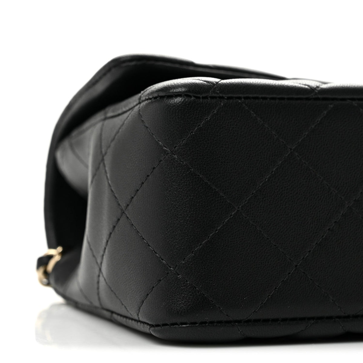Lambskin Quilted Top Handle East West Flap Black
