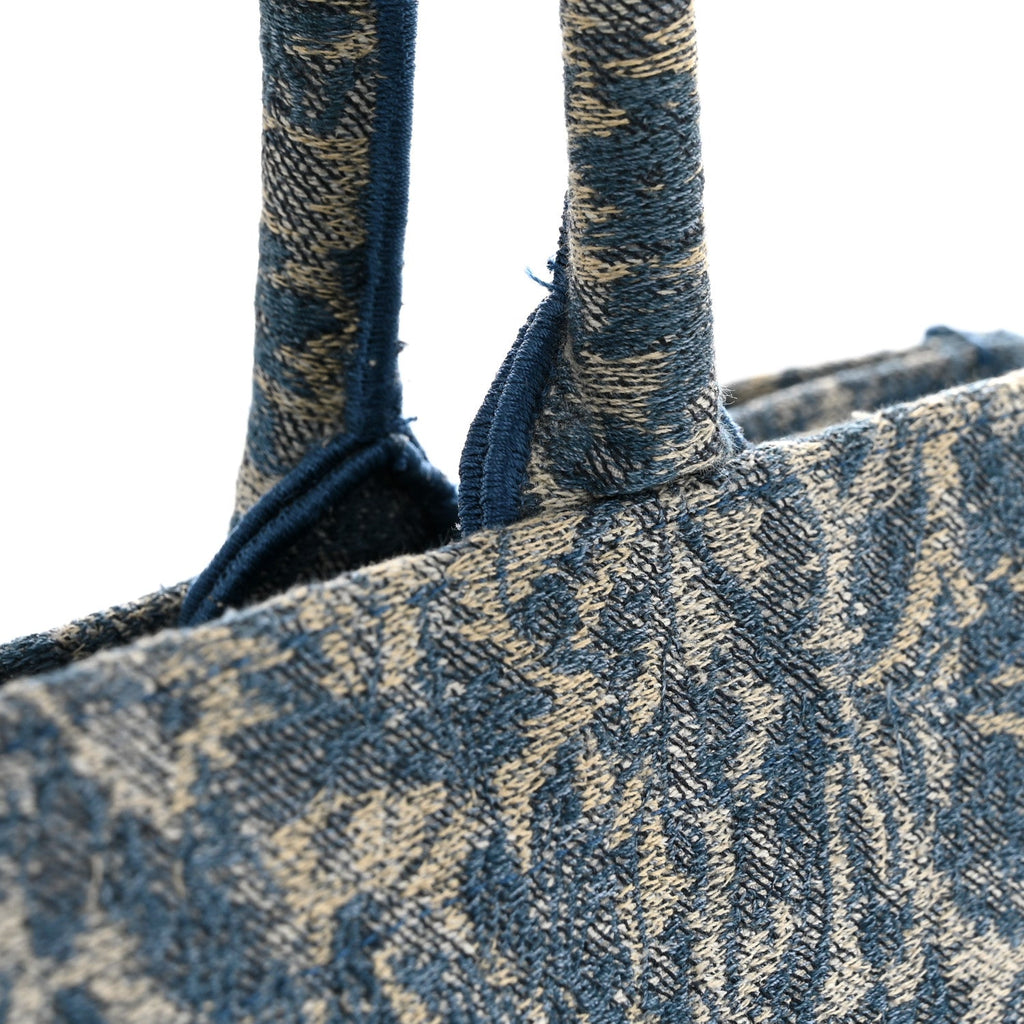Canvas Embroidered Large Brocart Book Tote Blue