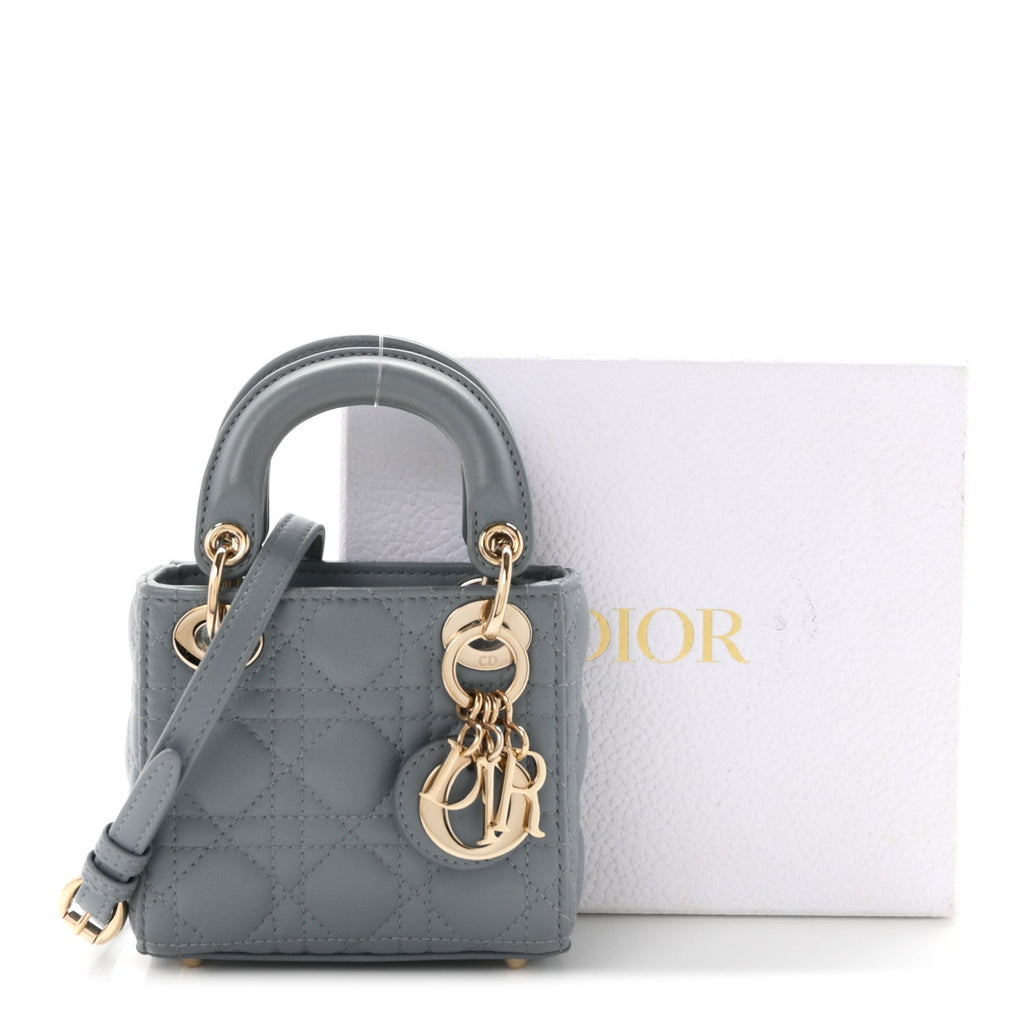 Lambskin Cannage Micro Lady Dior Cloud Blue