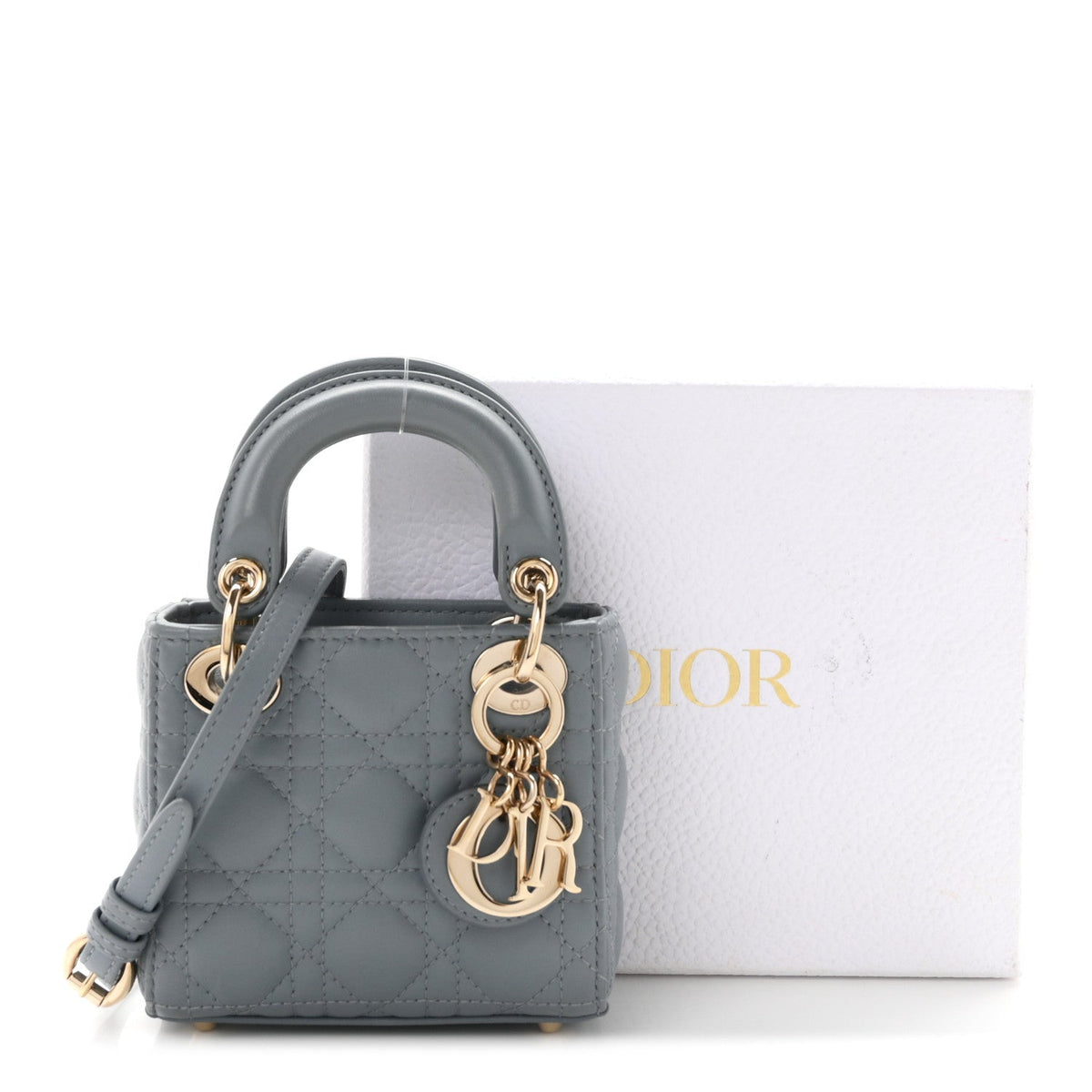 Lambskin Cannage Micro Lady Dior Cloud Blue