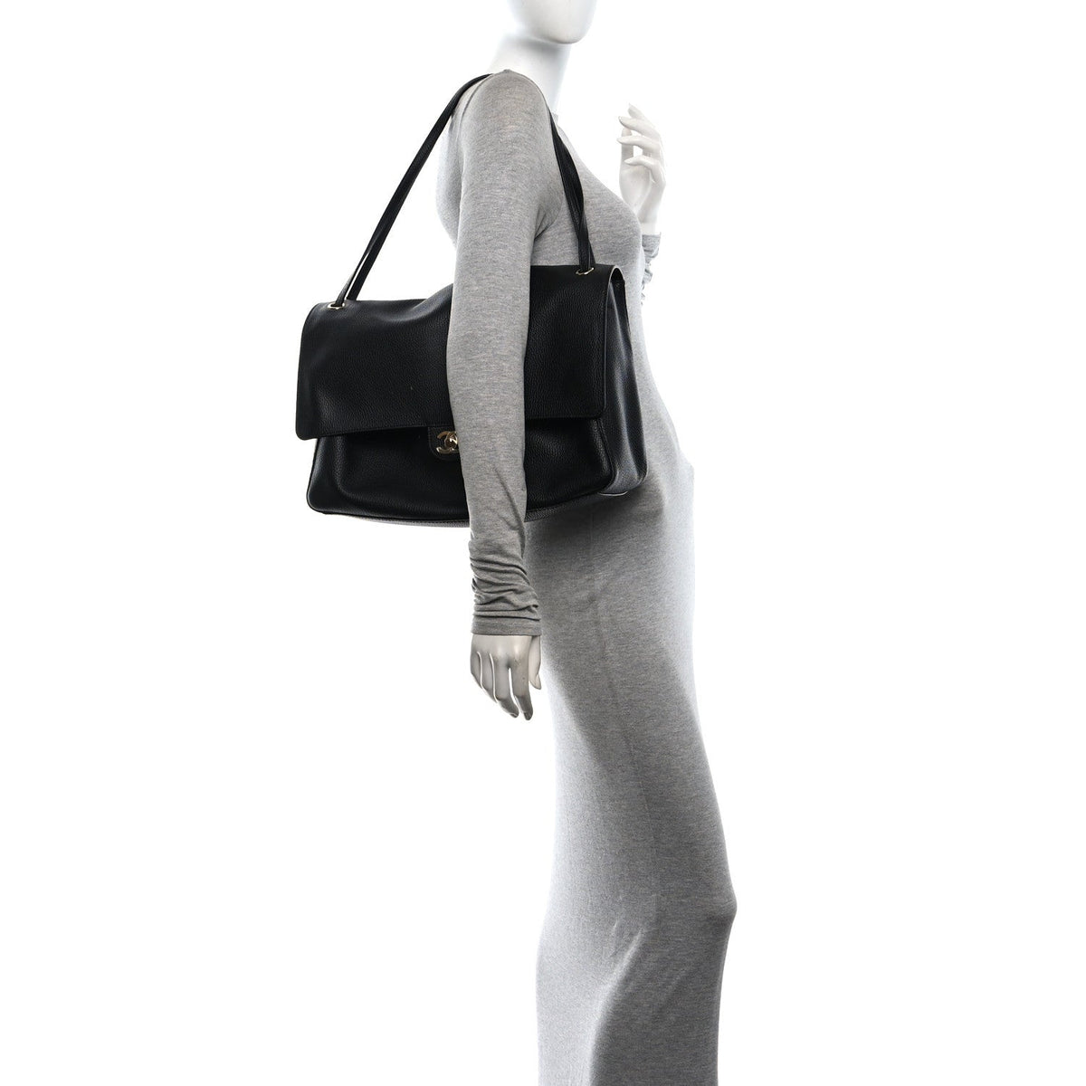 Grained Calfskin Souplissimo Maxi Flap Black