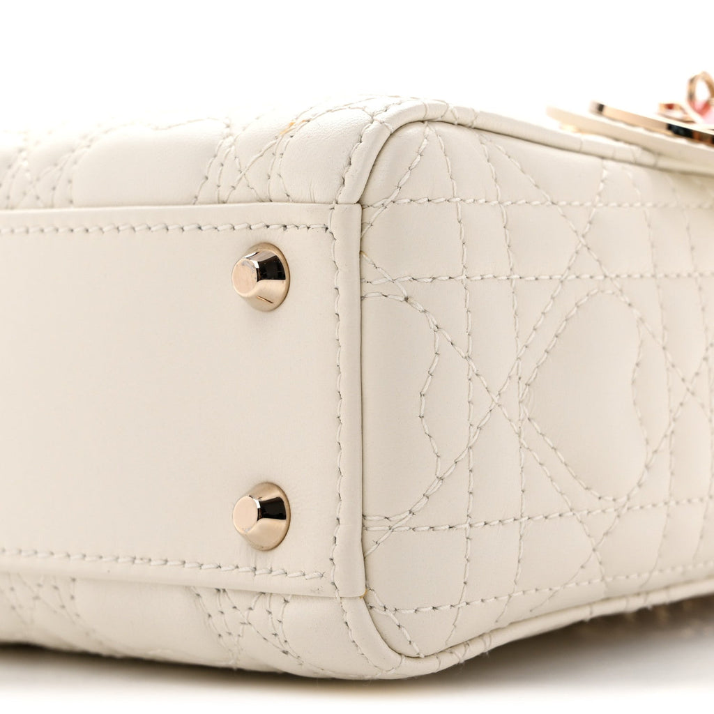 Calfskin Cannage Dioramour Mini Lady Dior White
