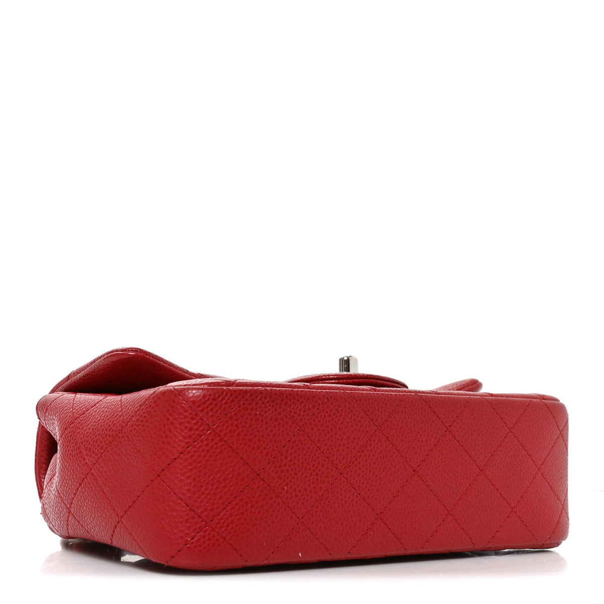 Caviar Quilted Mini Rectangular Flap Red