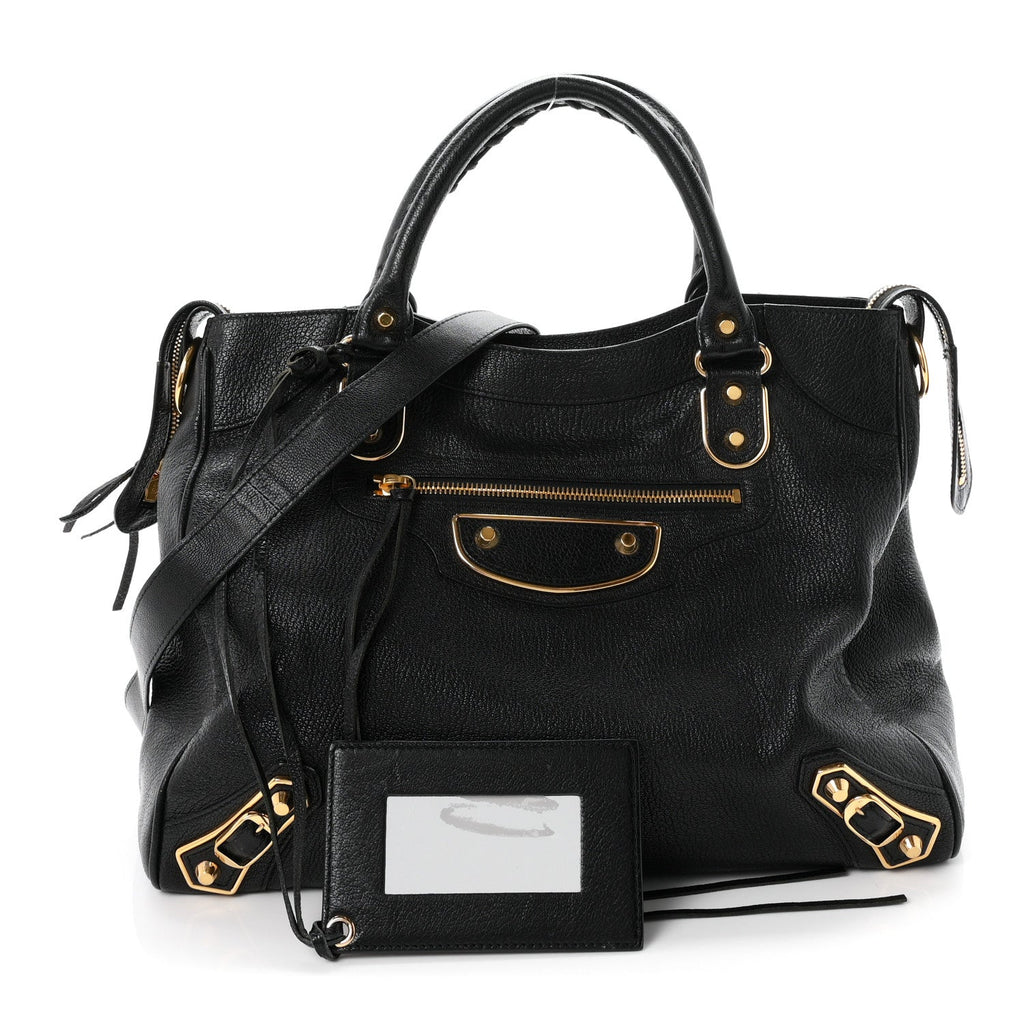 Chevre Gold Metallic Edge Hardware Velo Black