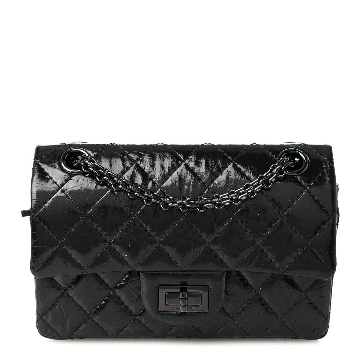 Aged Calfskin Quilted 2.55 Reissue 224 Flap So Black