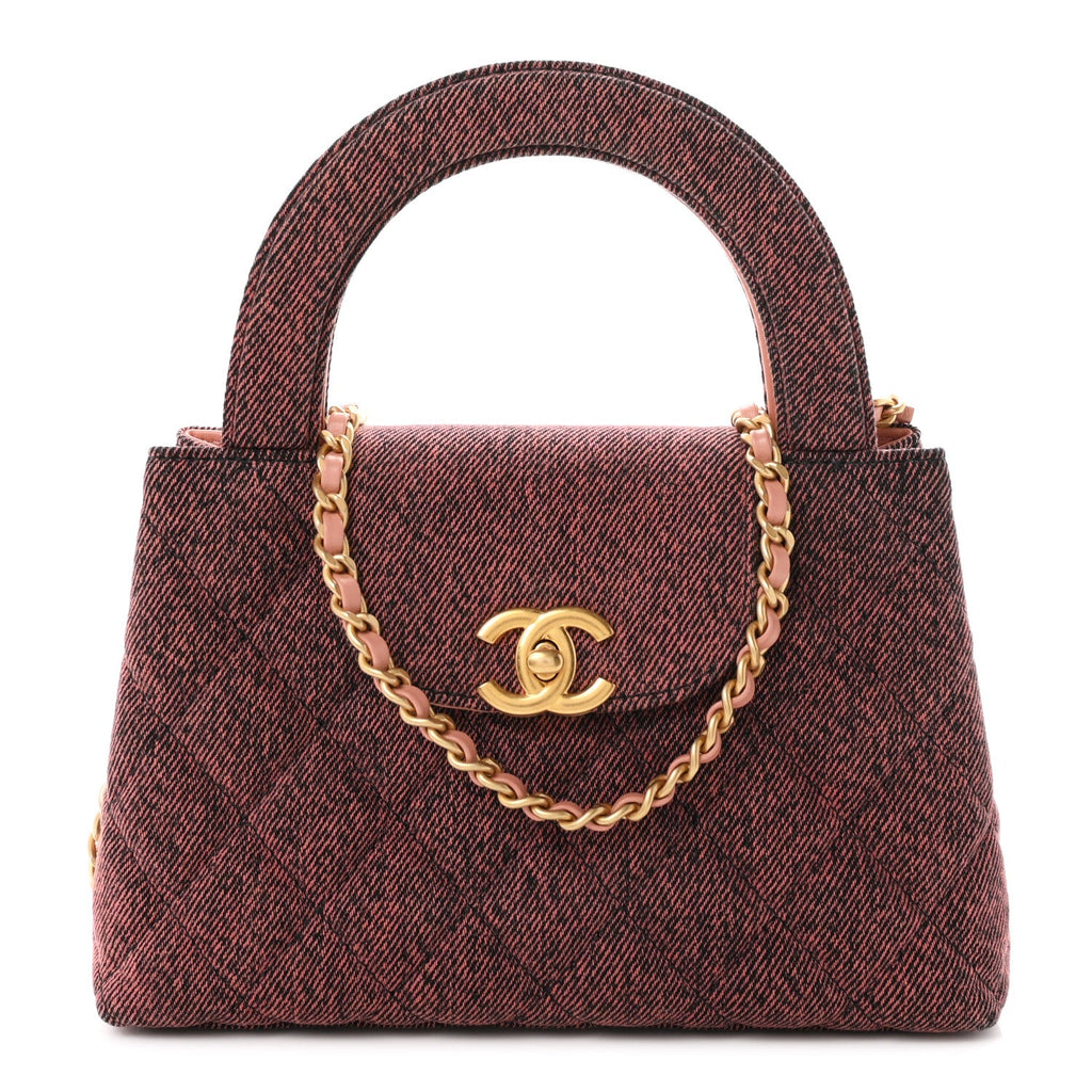 Denim Quilted Nano Kelly Shopper Orange Black
