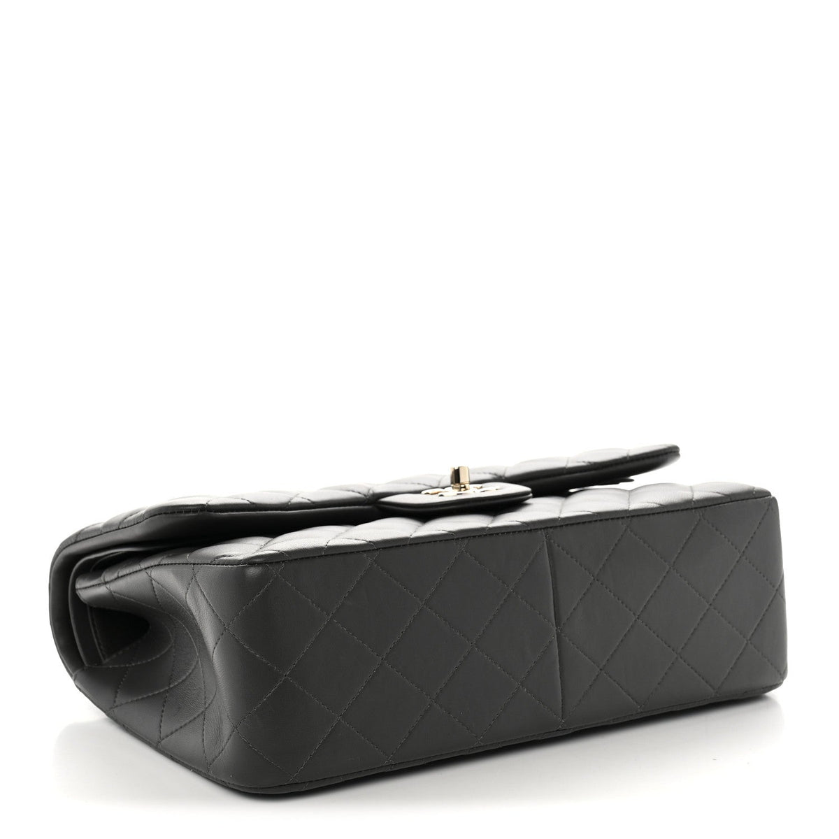 Lambskin Quilted Jumbo Double Flap Dark Grey