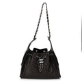 Shiny Crumpled Calfskin Quilted Small Chanel 25 Handbag Dark Brown