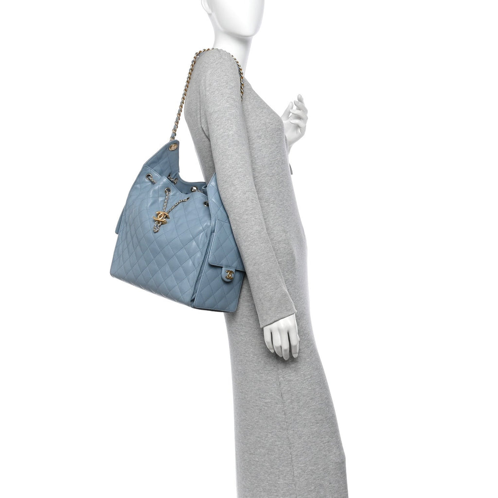 Caviar Quilted Medium Chanel 25 Handbag Blue