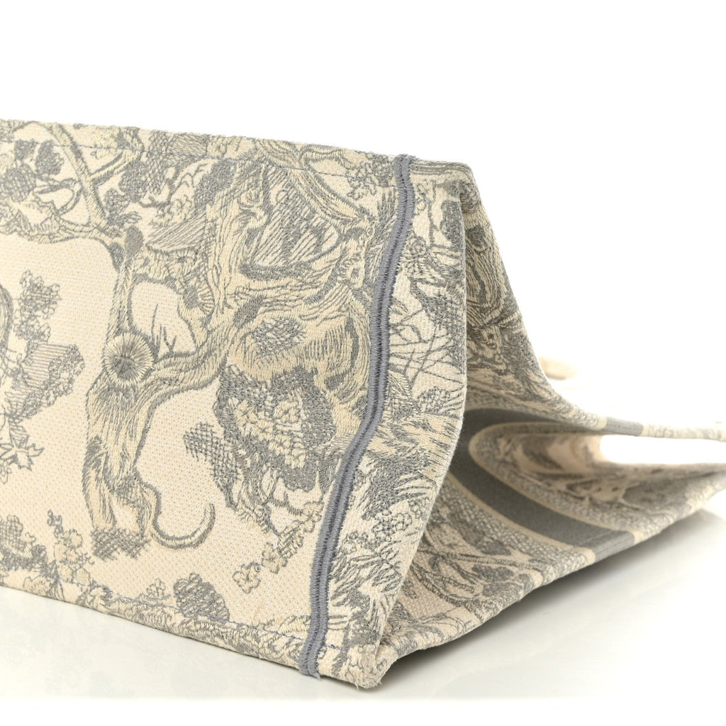 Canvas Embroidered Large Dioriviera Toile De Jouy Book Tote Gray