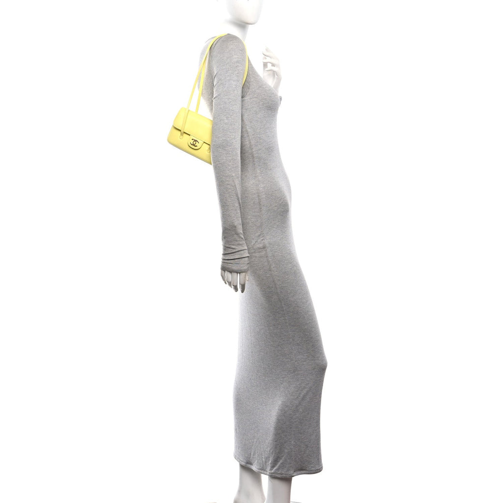 Shiny Caviar Mini Preppy Coco Shoulder Bag Light Yellow