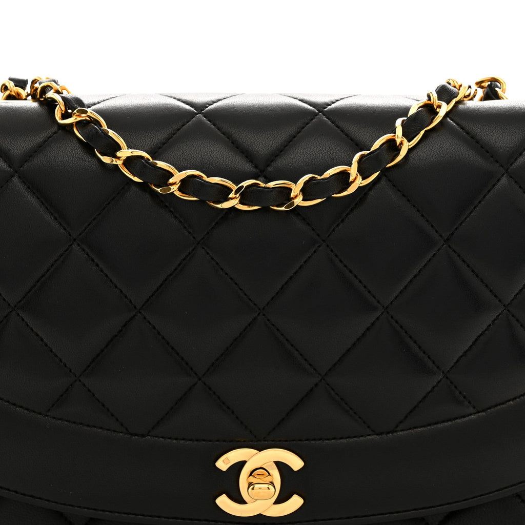 Lambskin Quilted Medium Single Flap Black