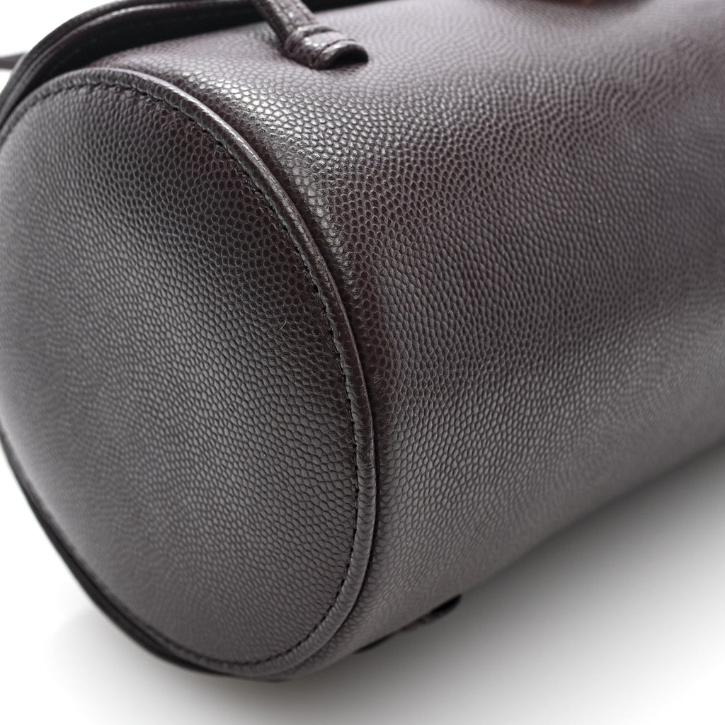 Shiny Caviar Preppy Coco Small Bowling Bag Black