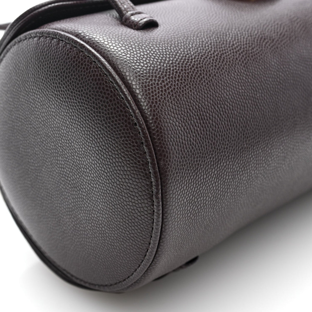 Shiny Caviar Preppy Coco Small Bowling Bag Black