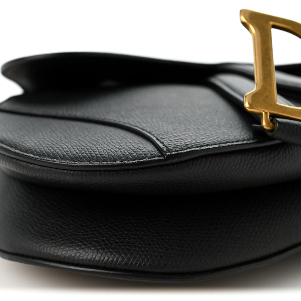 Grained Calfskin Mini Saddle Bag Black