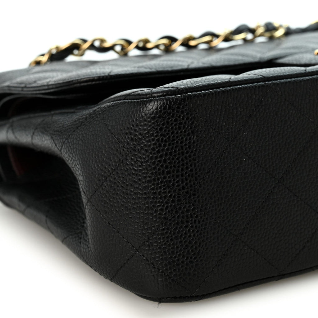 Caviar Quilted Jumbo Double Flap Black