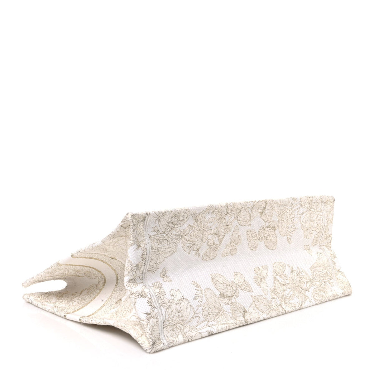 Canvas Embroidered Medium Jardin D'Hiver Book Tote White Gold