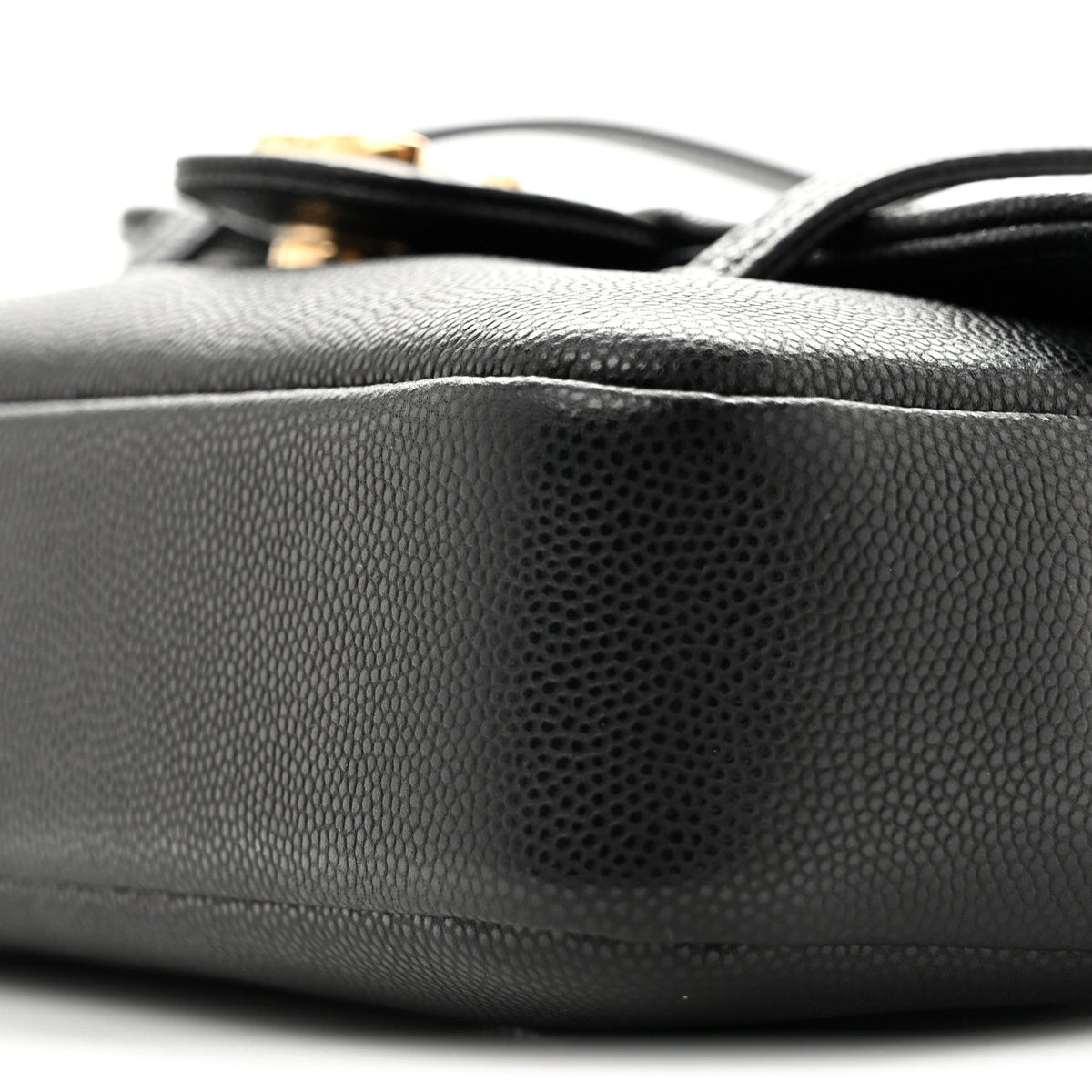 Shiny Caviar Mini Preppy Coco Shoulder Bag Black