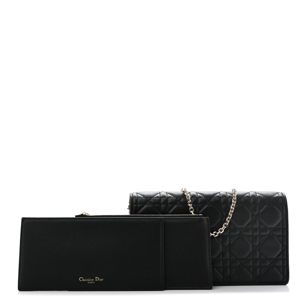 Lambskin Cannage Lady Dior Pouch Black