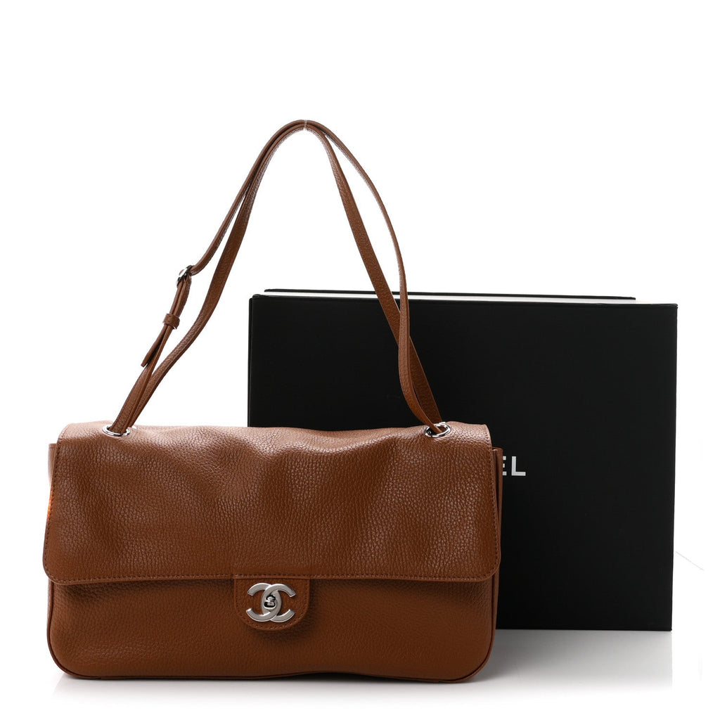 Grained Calfskin Small Souplissimo Maxi Flap Camel