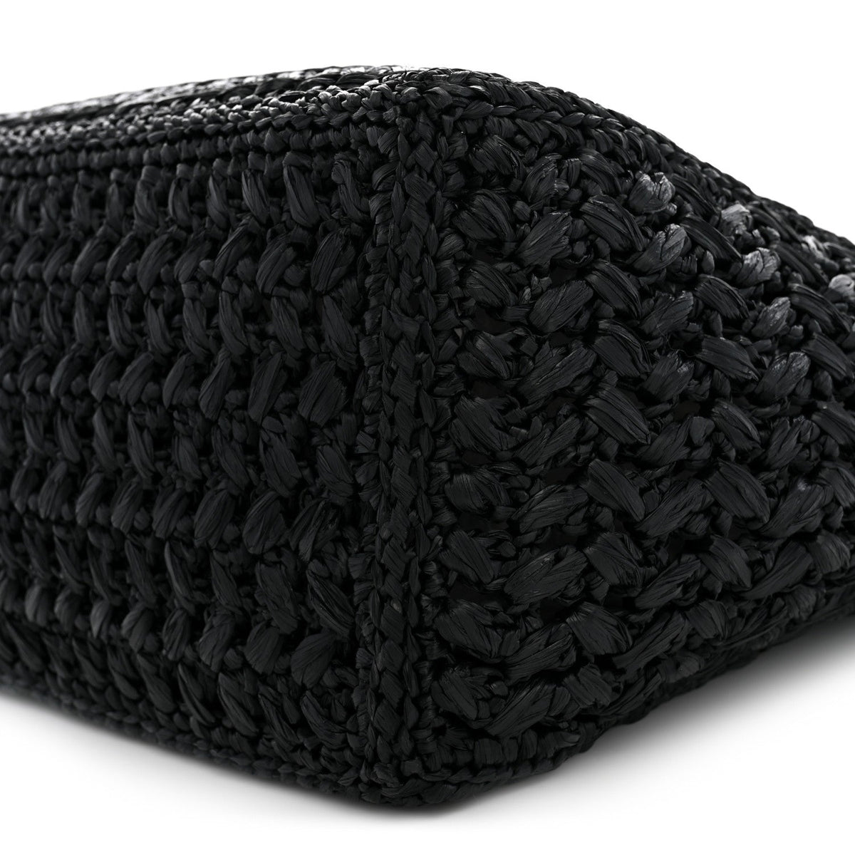 Raffia Effect Calfskin Coco Beach Shopping Tote Black