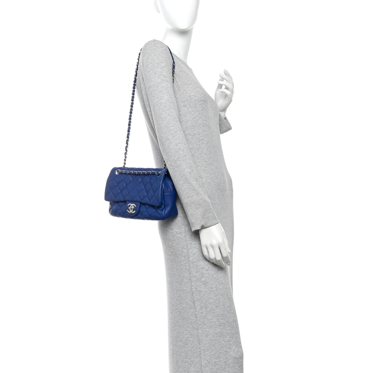 Caviar Quilted Medium Easy Flap Blue