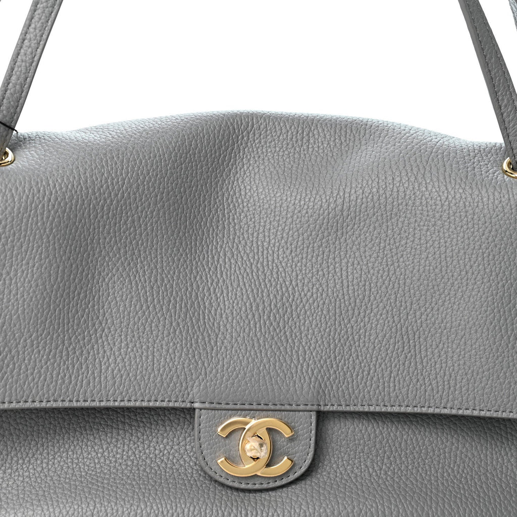 Grained Calfskin Small Souplissimo Maxi Flap Grey