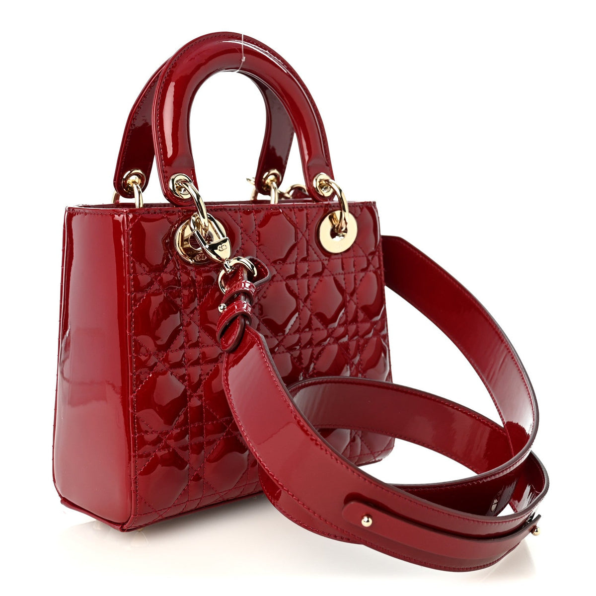 Patent Cannage Small My ABCDior Lady Dior Cherry Red