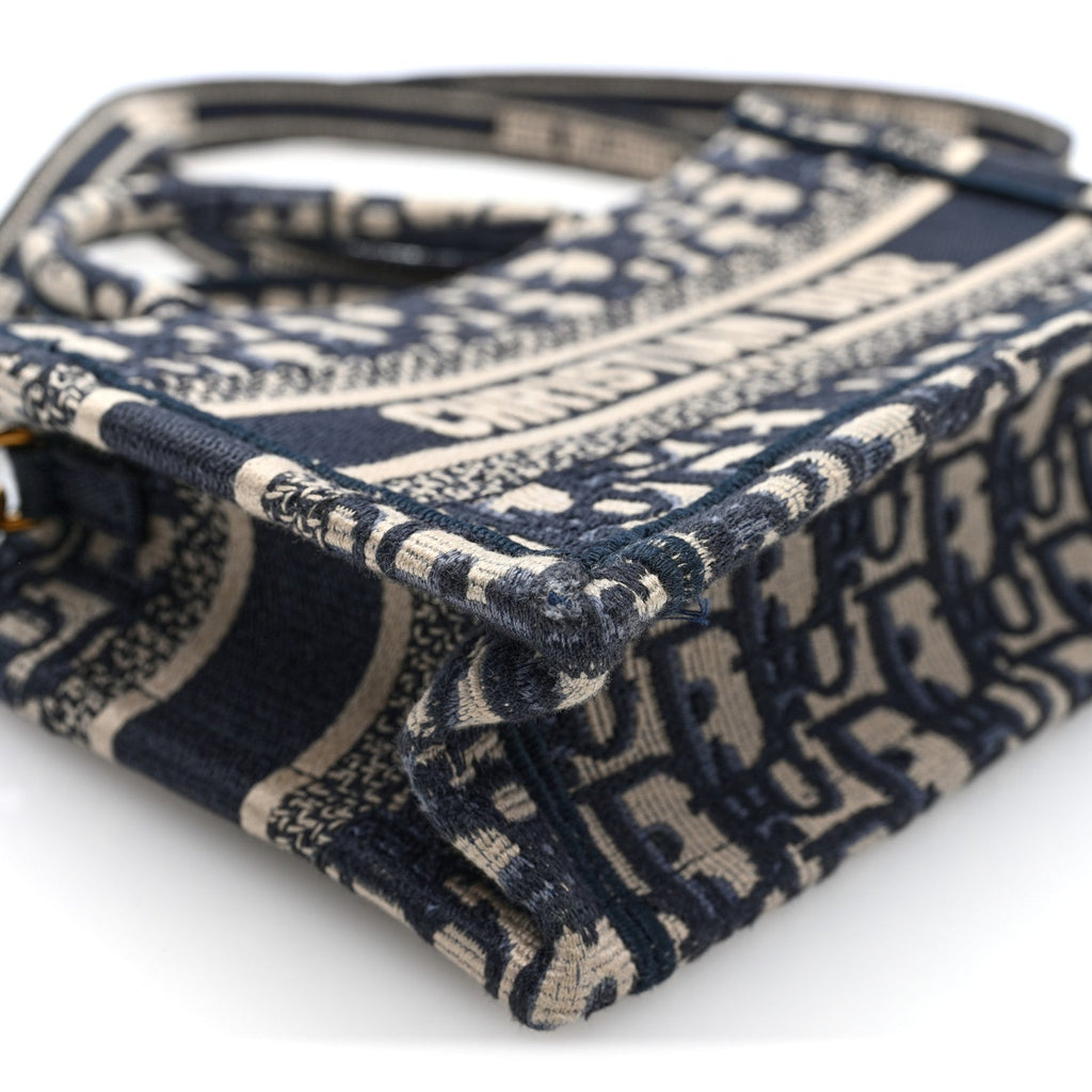 Oblique Mini Book Tote With Strap Blue Multicolor