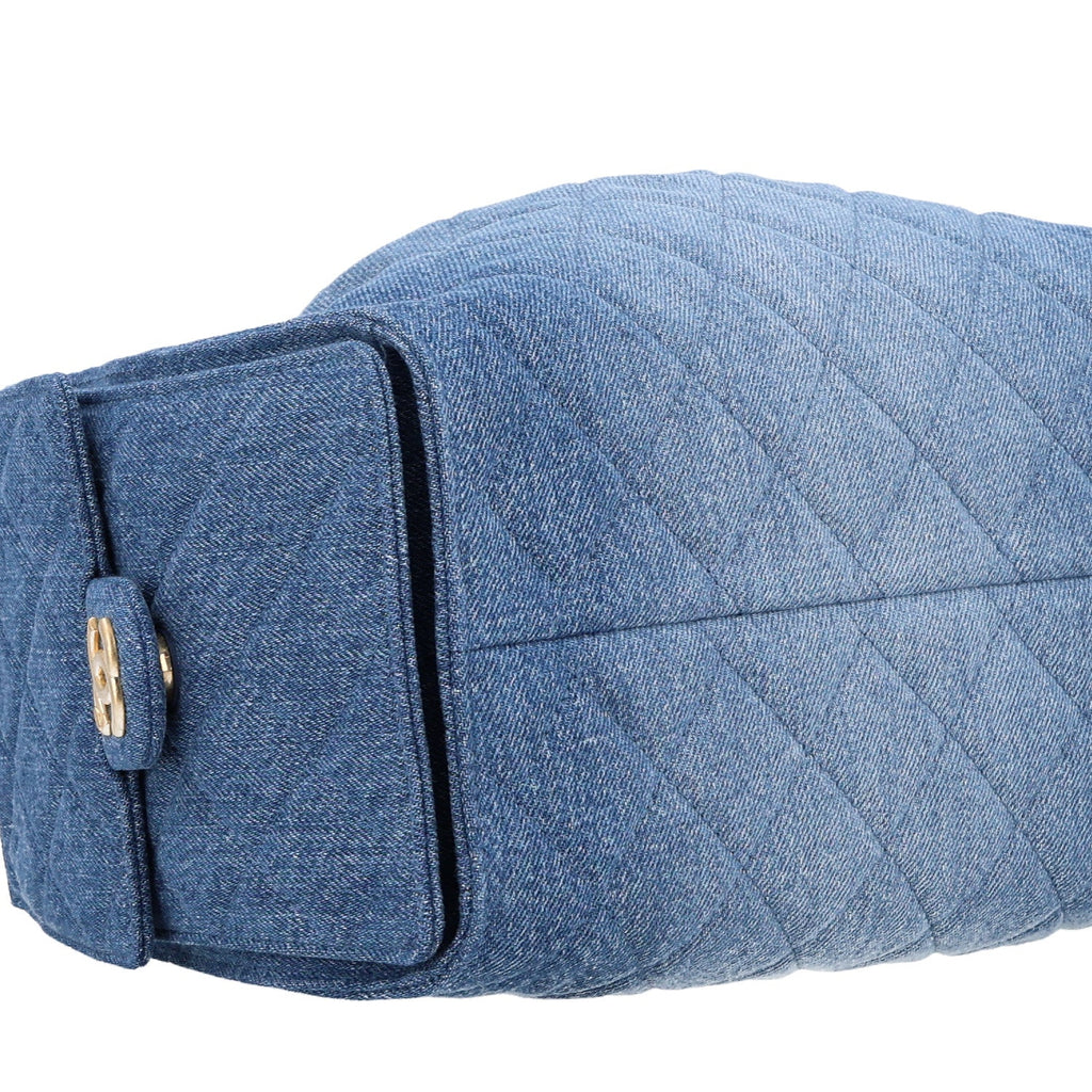 Washed Denim Quilted Small Chanel 25 Handbag Blue