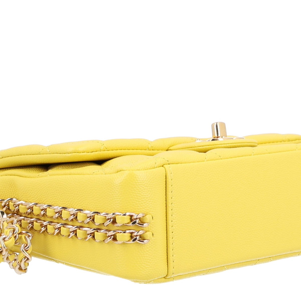 Caviar Quilted Mini CC You Flap Yellow