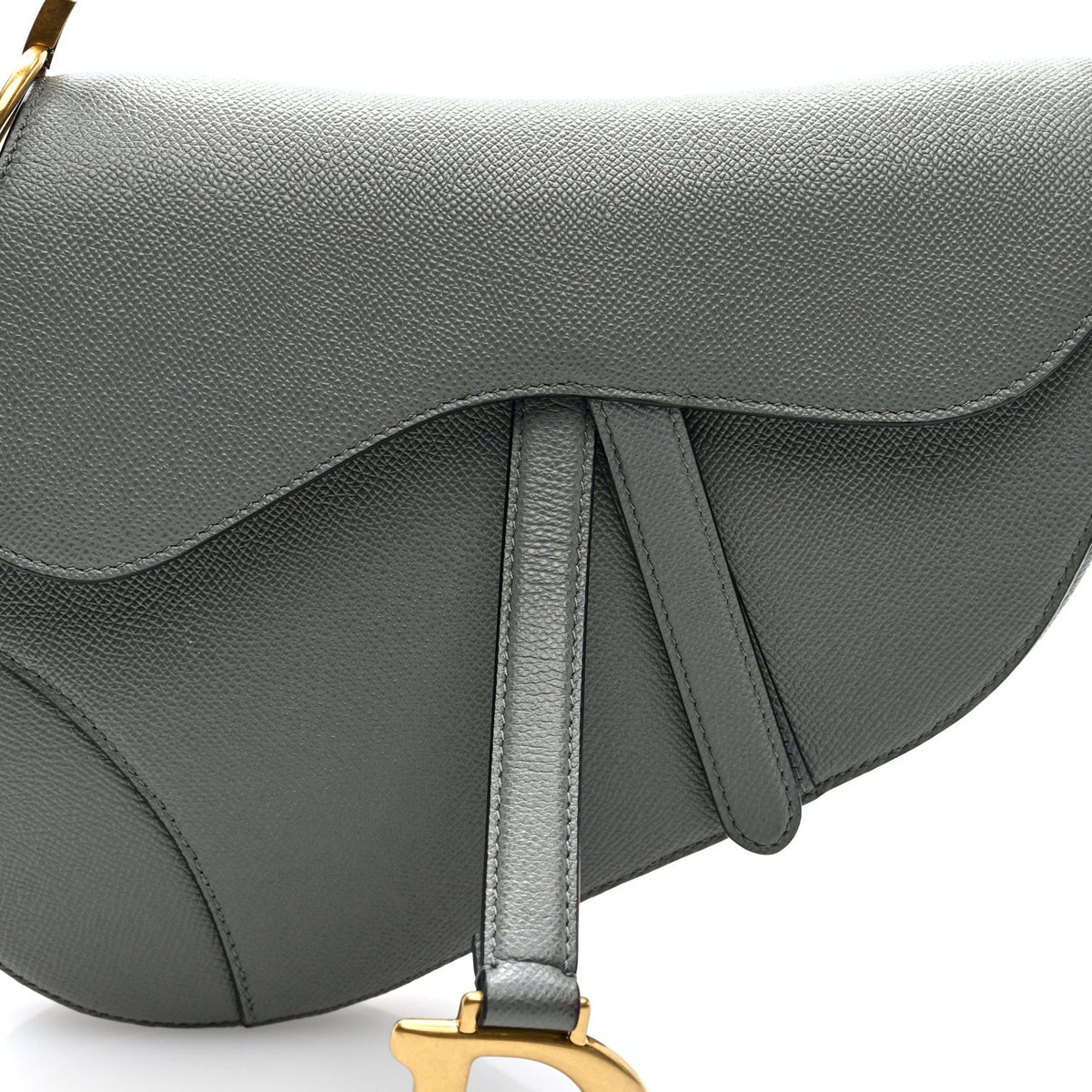 Grained Calfskin Saddle Bag Grey