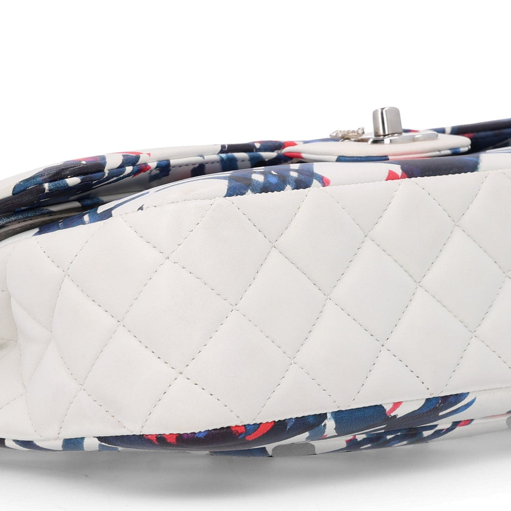 Lambskin Airline Printed Medium Double Flap White Red Blue