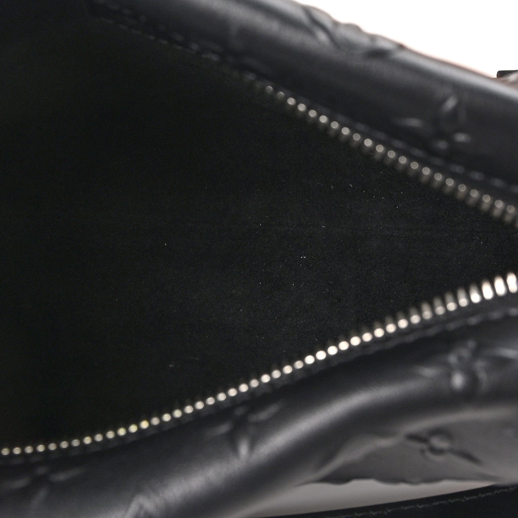 Calfskin Debossed Monogram Side Trunk Black