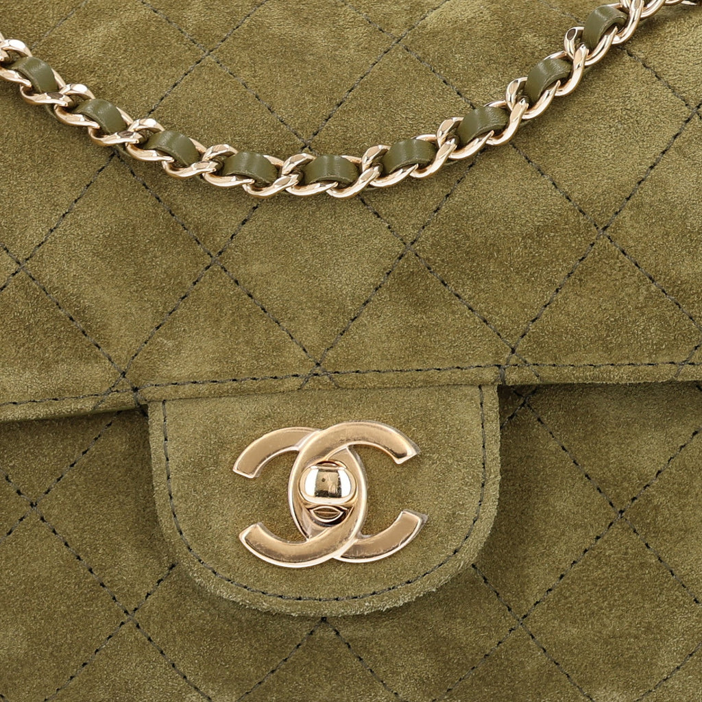 Suede Calfskin Mini Souplissimo Flap Khaki
