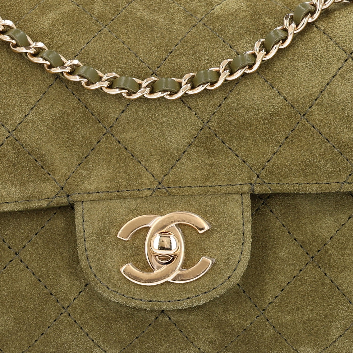 Suede Calfskin Mini Souplissimo Flap Khaki