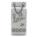 Metallic Goatskin Lait de Coco Milk Carton Bag Silver