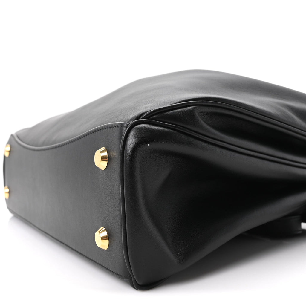 Natural Smooth Calfskin Medium Rodeo Top Handle Handbag Black
