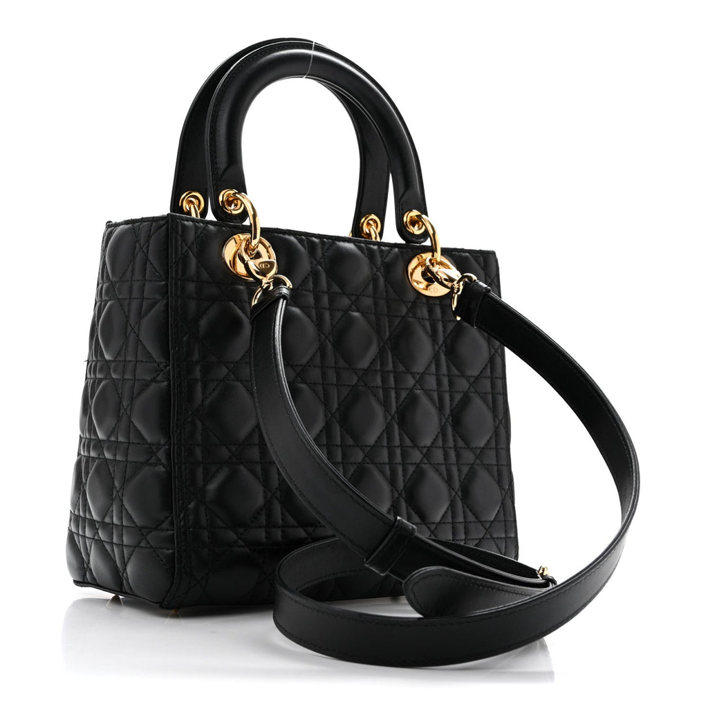 Lambskin Cannage Medium Lady Dior Black