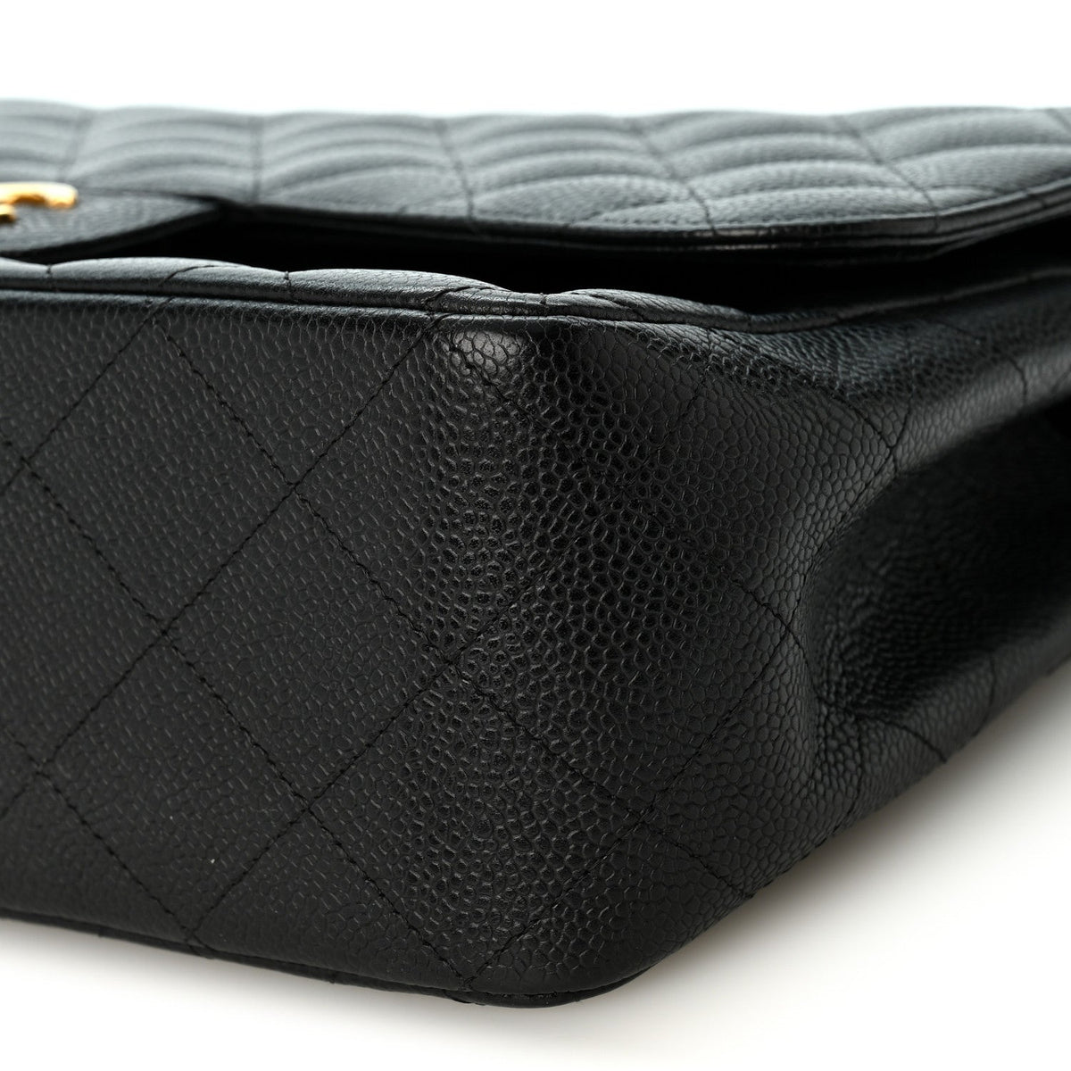 Caviar Quilted Jumbo Double Flap Black