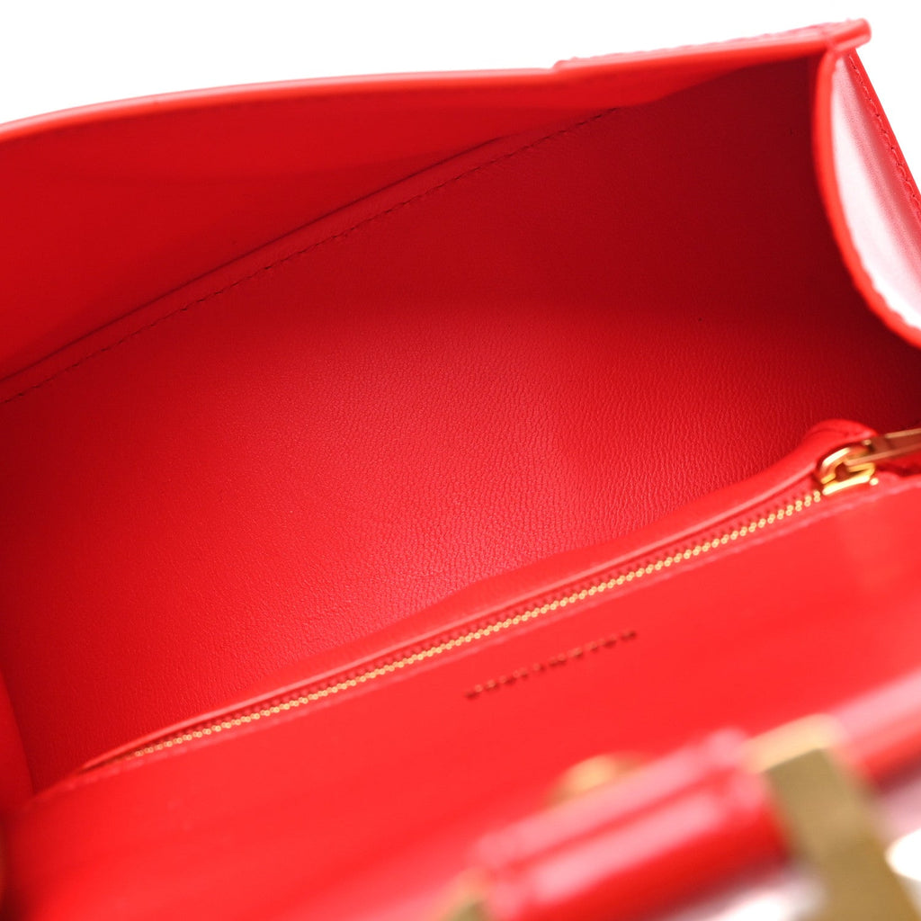 Shiny Box Calfskin Small Hourglass Top Handle Bag Bright Red