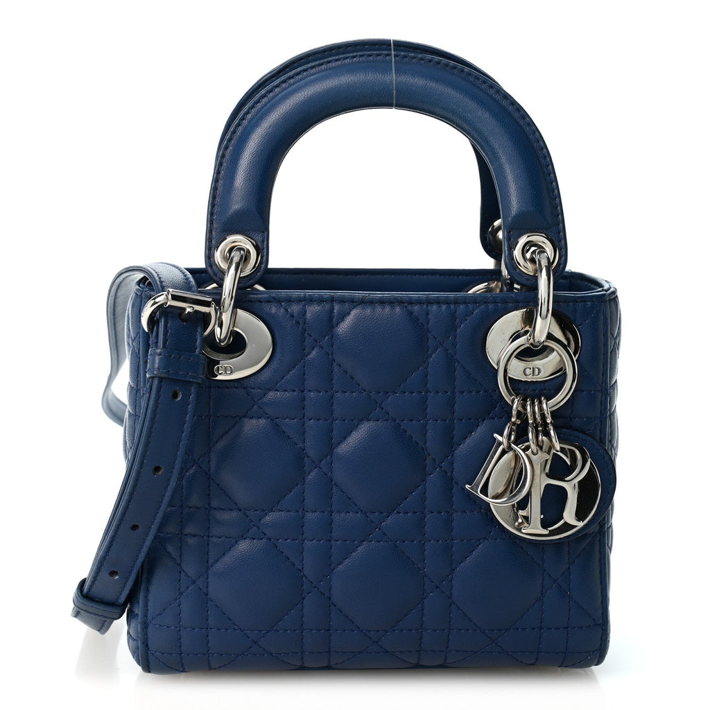 Lambskin Cannage Mini Lady Dior Navy Blue