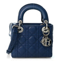 Lambskin Cannage Mini Lady Dior Navy Blue