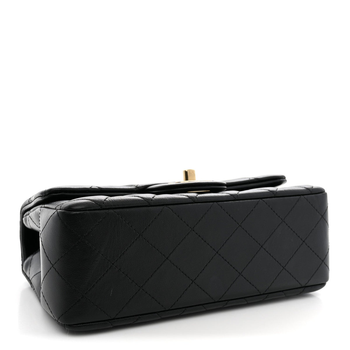 Lambskin Quilted Mini Rectangular Flap Black