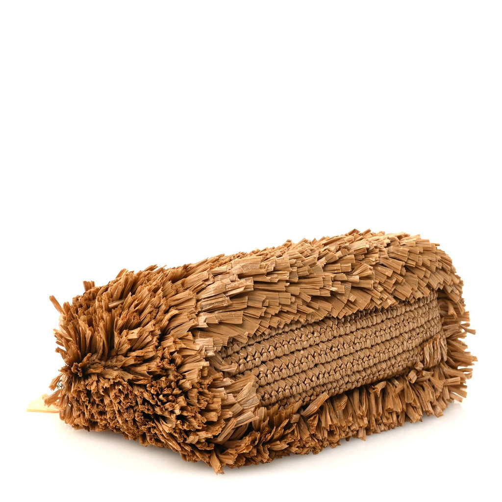 Raffia Fringe Nano Kelly Shopper Dark Beige
