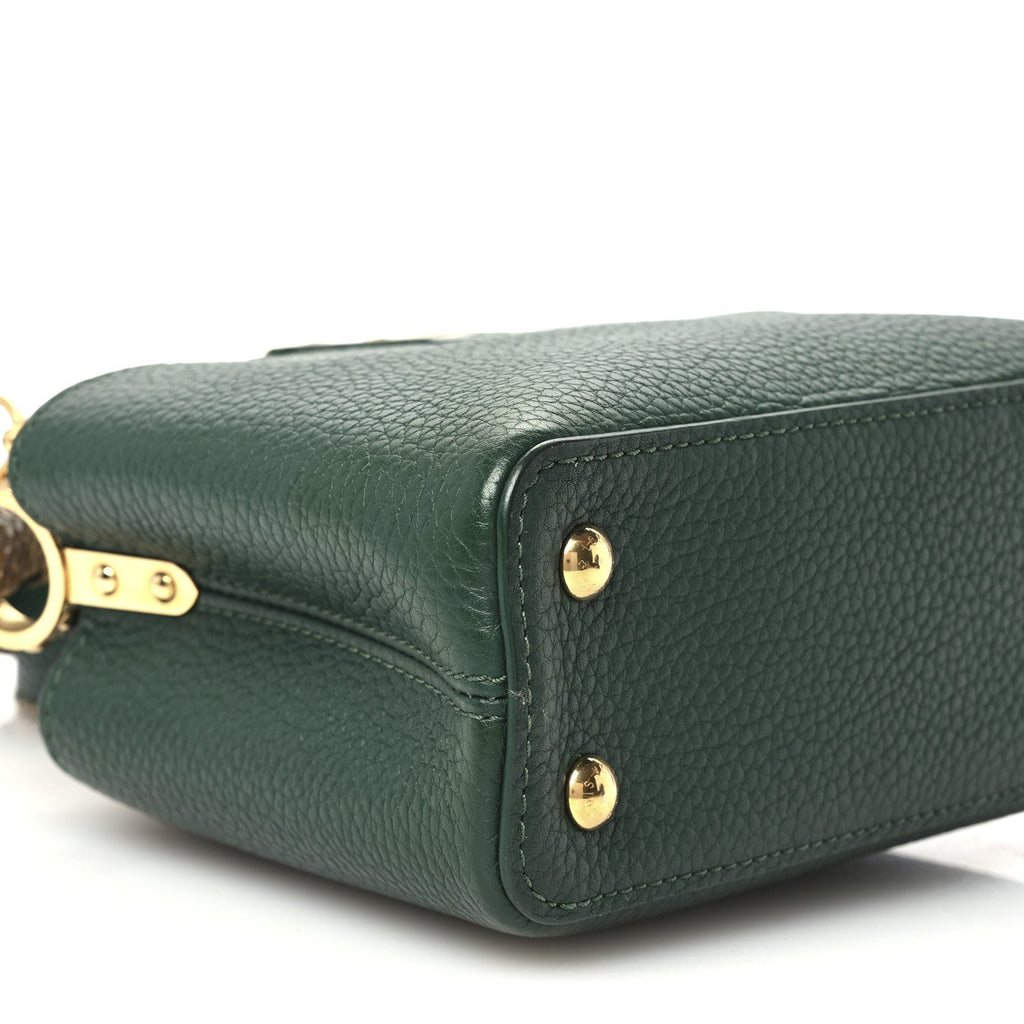 Taurillon Snakeskin Mini Capucines Emeraude Green