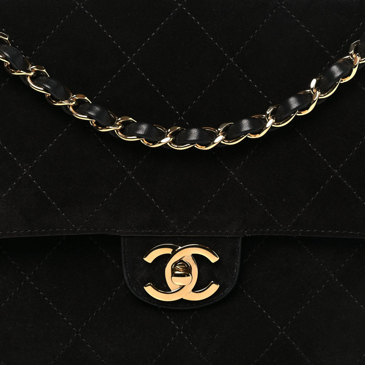 Suede Calfskin Small Souplissimo Maxi Flap Black