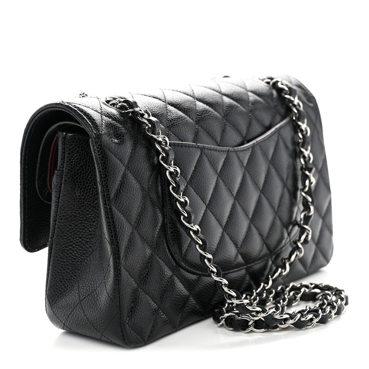 Caviar Quilted Medium Double Flap Black
