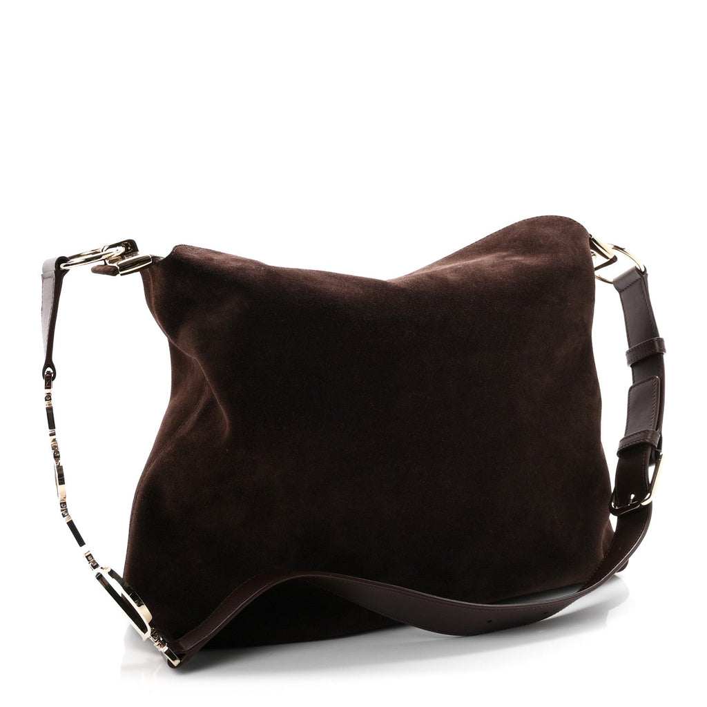Suede Calfskin Medium Diorly Bag Chocolate
