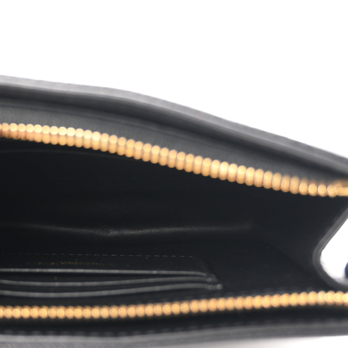 Calfskin Cannage Caro Zipped Pouch With Chain Black